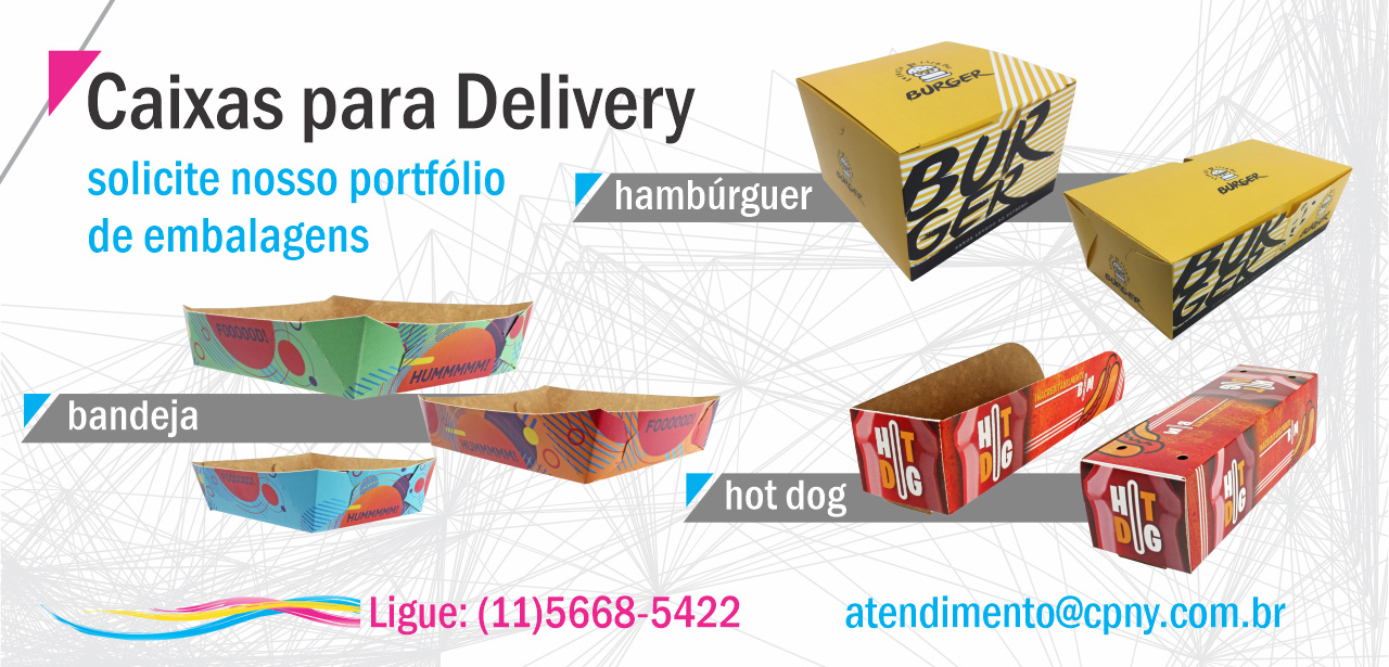 Caixas e Embalagens para Delivery: hot-dog, hamburguer, bandejas e outras